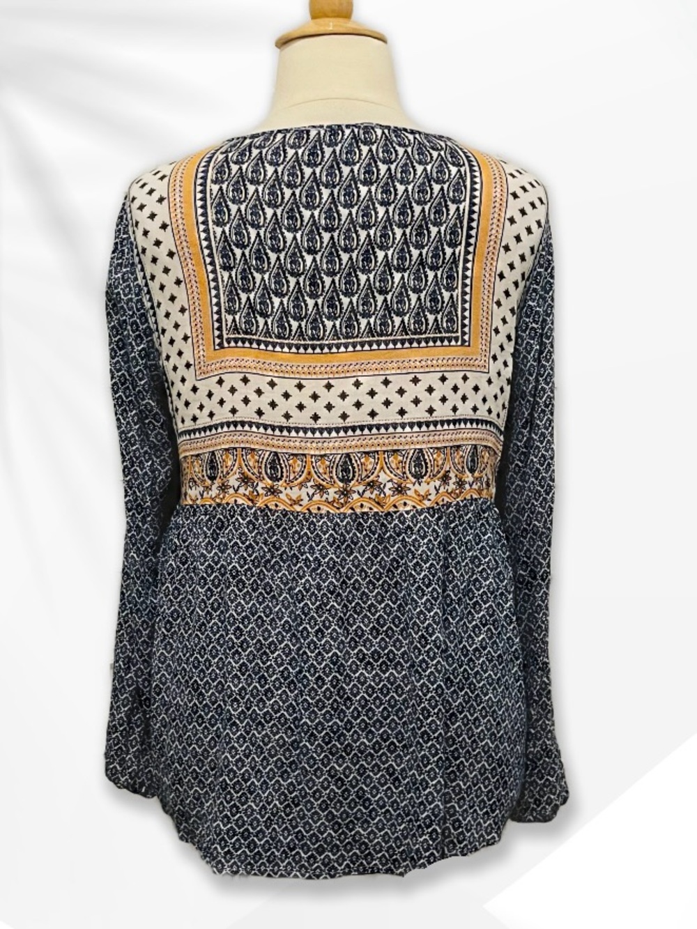 New Directions Boho Print Long-Sleeve Peasant Top P/L - Picture 7 of 16
